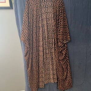 Geometric Patterned Kimono - Black and Brown